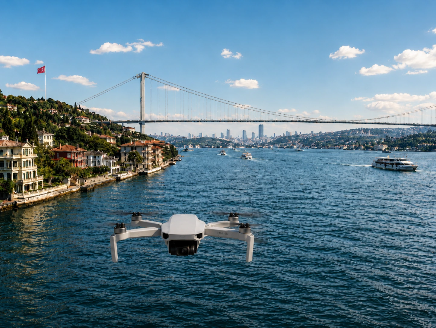 Drone çekimi – İstanbul Boğazı üzerinde uçuş
